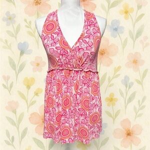 Matilda Jane Skyride Tank Top Pink Floral Sleeveless Knit Shirt Women M